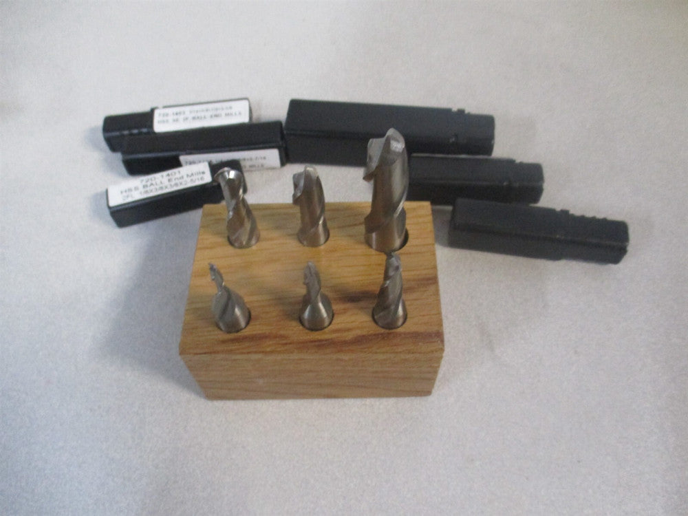 (320-2007) 1/8 to 1/2″ High Speed Steel 2 Flute Ball End Mill Set - Set of 7