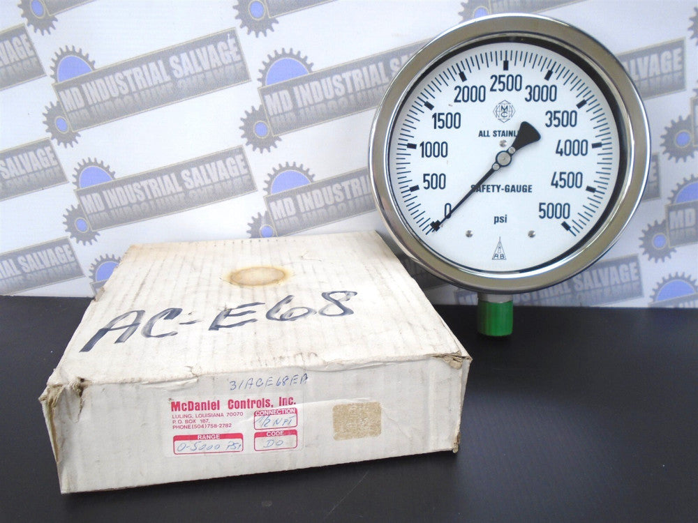 McDaniel Controls - 0-5000 psi GAUGE - Code DO - 1/2" NPT Bottom - 6" FACE SS
