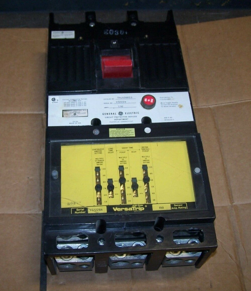 GE 150 AMP CIRCUIT BREAKER WITH VERSATRIP LSI 150A SENSOR 3P 600 VAC THJS3601S