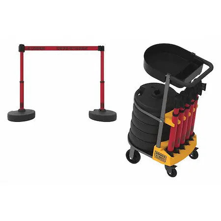 Banner Stakes Pl4079t Belt Barrier System, 15 Ft Length, 22 In To 42 In Post