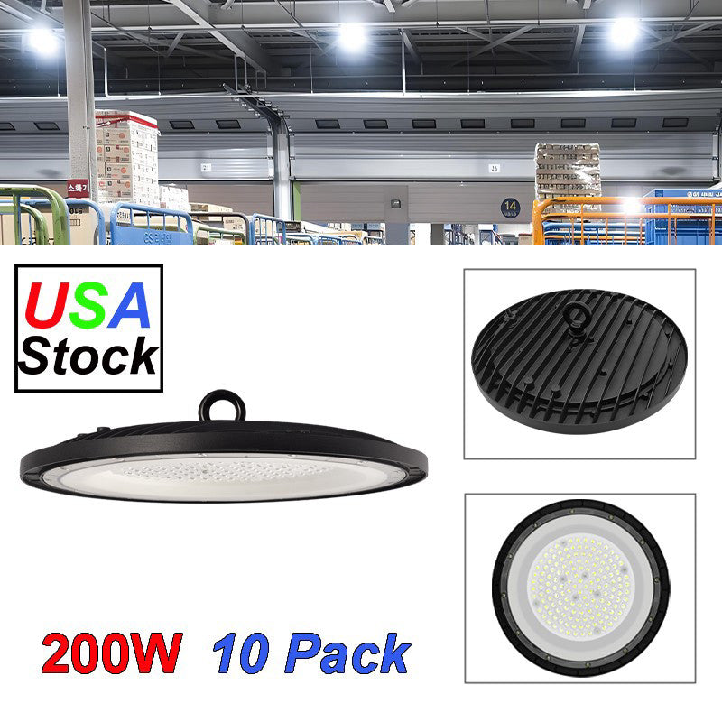 10 Pack UFO Led High Bay Light 200W Commercial Industrial Garage Gym Light 6500K