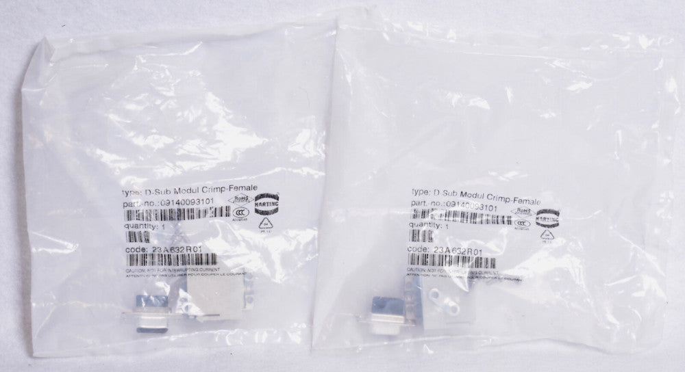 2 Count Harting D-Sub Modul Crimp-Female 09140093101