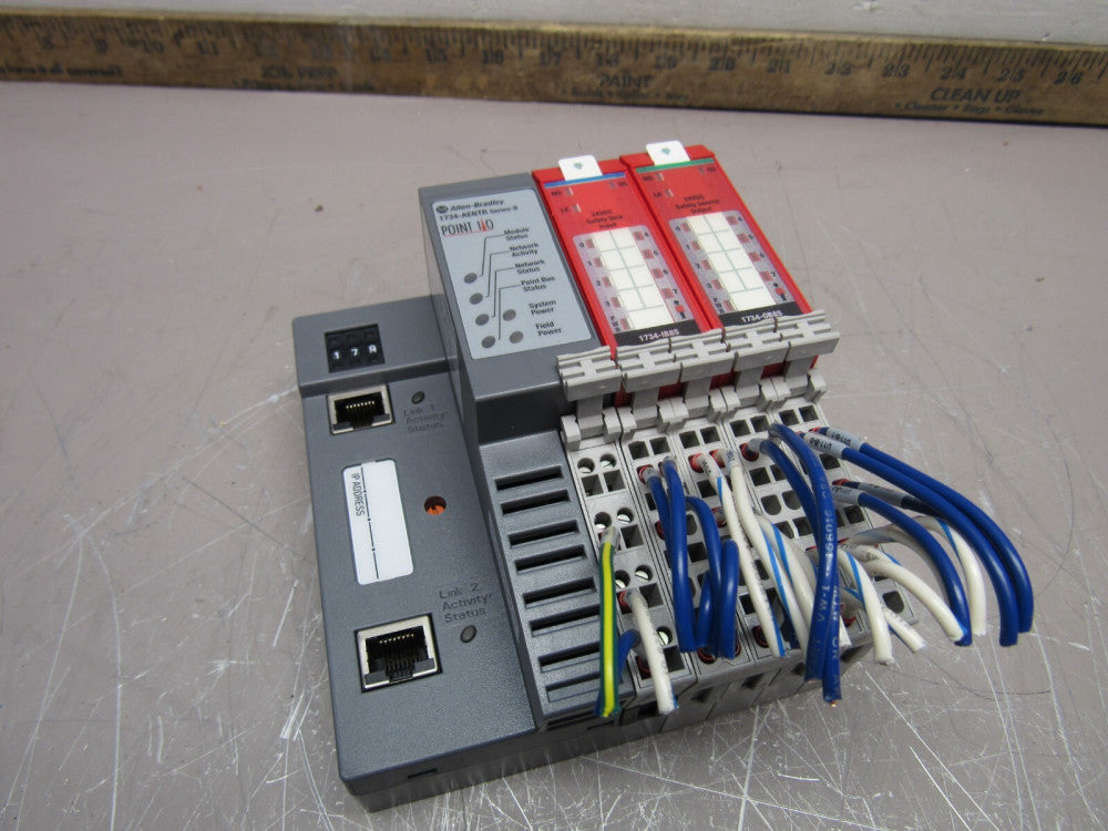 ALLEN BRADLEY POINT I/O 1734-AENTR W/GUARDMASTER 1734-IB8S AND 1734-OB8S MODULES