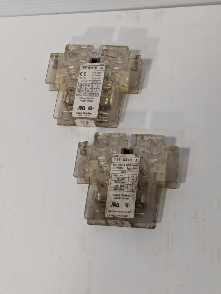 Lot of 2 Allen-Bradley 195-GA10 Auxiliary Contact Series A
