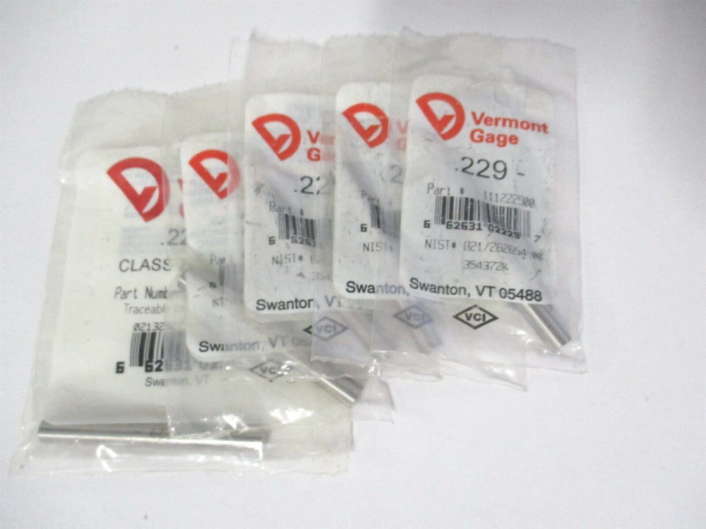 Vermont Gage (111222900) 0.229" Diam Class ZZ Minus Plug & Pin Gage - Lot of 5