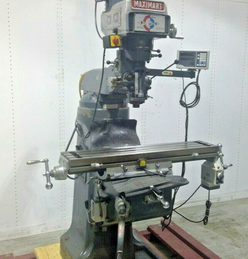 Maximart Model 1 1/2VS Knee Mill with 42" Table and 2 Axis DRO