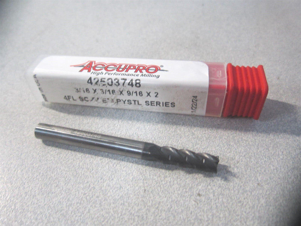 (310054) 3/16" x 5/8" x 3/16" x 2-1/2" Solid Carbide 4Fl Corner Radius End Mill