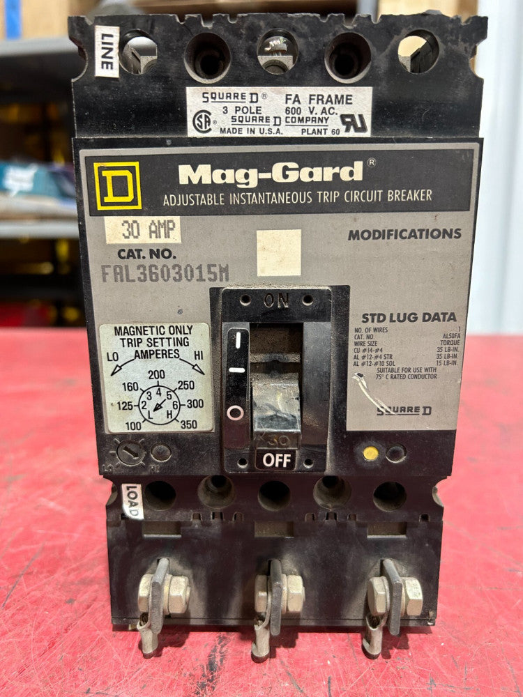 USED SQUARE D MAG-GARD BREAKER FHL3603015M