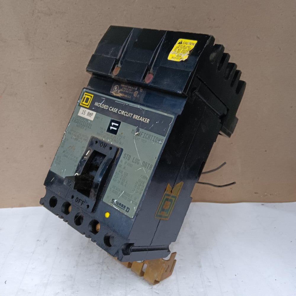 SQUARE D 15 AMP I-LINE CIRCUIT BREAKER W/ SHUNT TRIP 3 POLE 600 VAC FH360151021