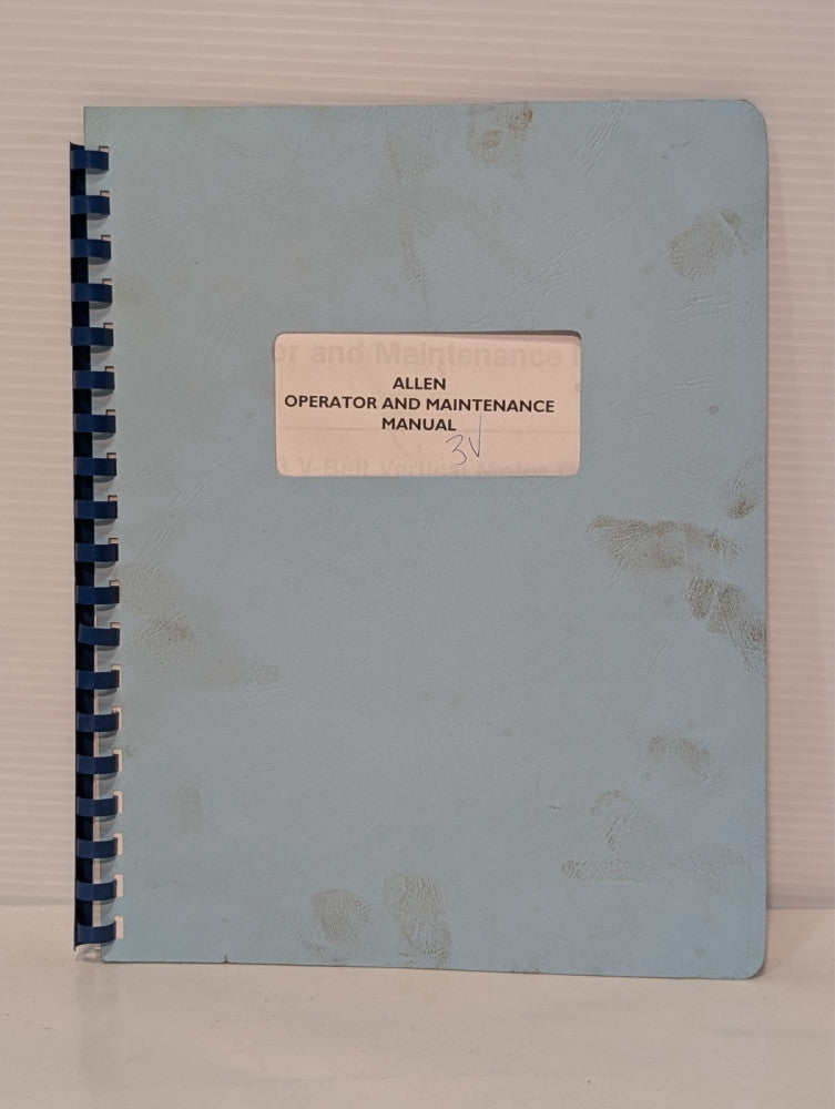 Chas Allen No. 3 V-Belt Vertical Motor Drive Operator and Maintenance Manual