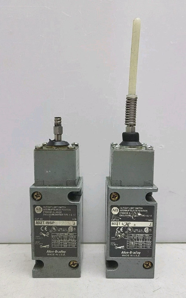 2 Pack Allen Bradley 802T-WSP Ser J Oil Tight Wobble Stick Limit Switch Used