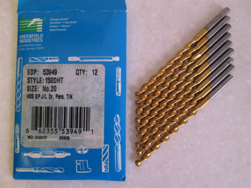 Chicago-Latrobe (53949) #20 2-1/8" x 3-1/4" HSS Jobber Length Drill Bit - Qty 9
