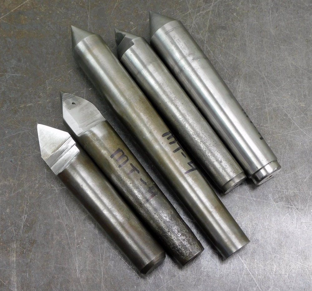 Carbide Tipped Alloy Steel Standard Point Solid Dead Center MT-4 Lot of Five (5)