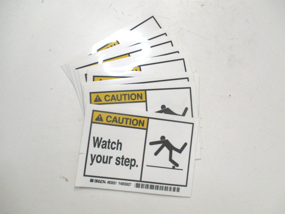 Brady (83931) 3-1/2" x 5" Watch Your Step. Safety Sign Label - Lot of 9