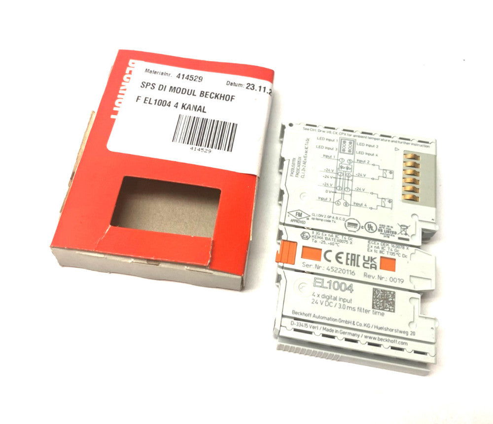 Beckhoff EL1004 EtherCAT 4-Channel Digital Input Terminal 24VDC