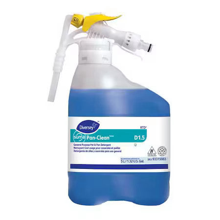 Diversey 93315083 Pot And Pan Cleaner Concentrate, 5L Bottle, Unscented, Blue