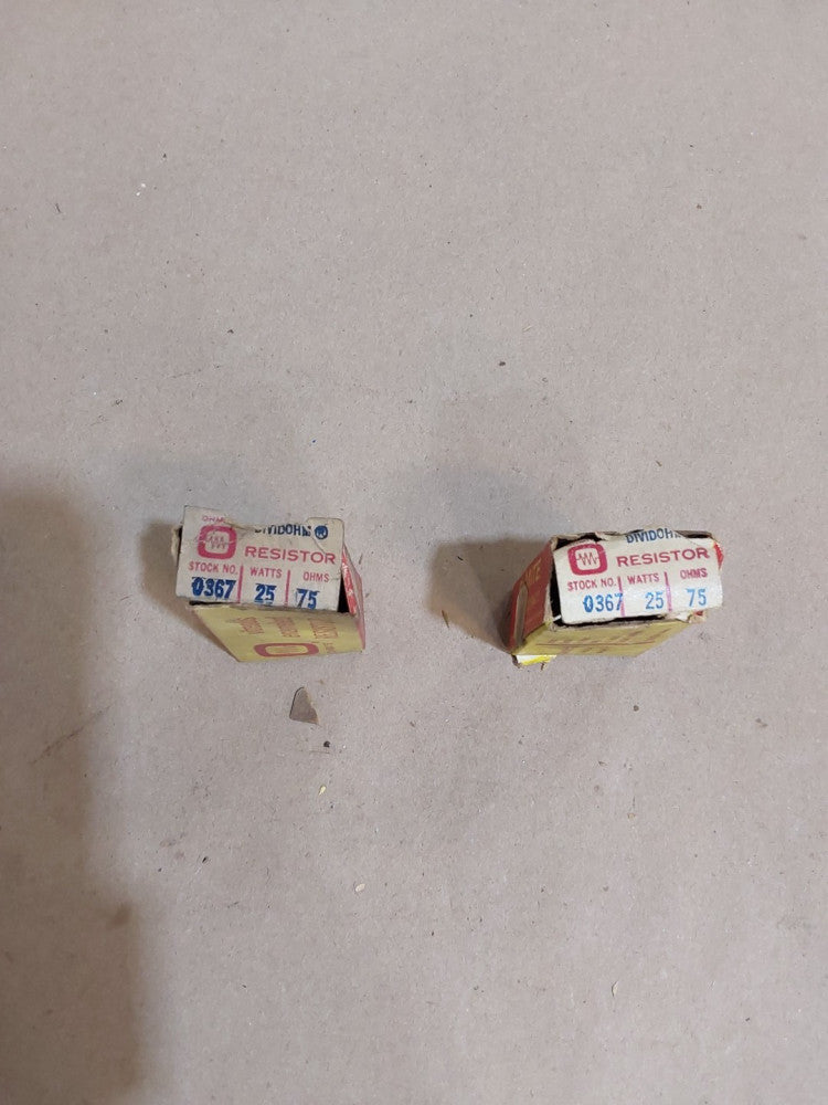 Ohmite 210-25K-40 Dividohm Vitreous Enamel Resistor 75 Ohms (LOT OF 2)