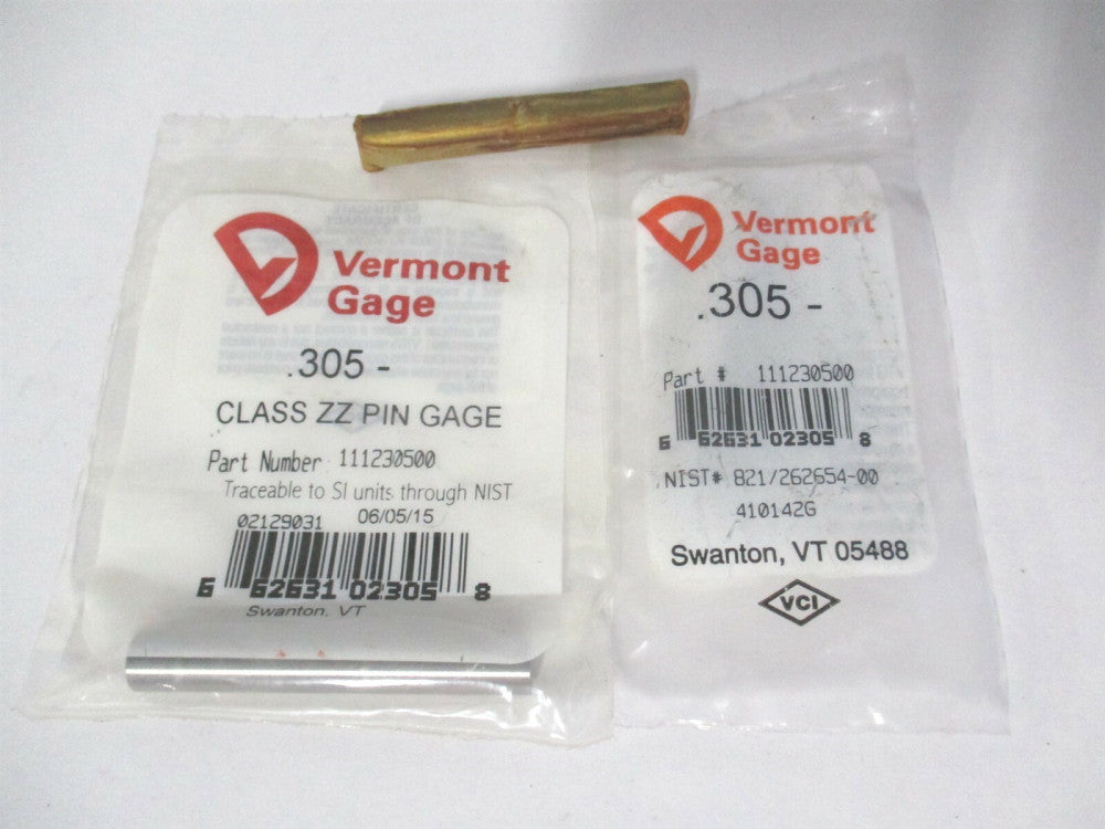 Vermont Gage (111230500) 0.305" Diam Class ZZ Minus Plug & Pin Gage - Lot of 3