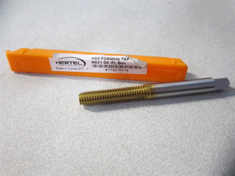 (K010457AS25) M6x1 HSS RH Titanium Nitride Bottoming Chamfer Thread Forming Tap
