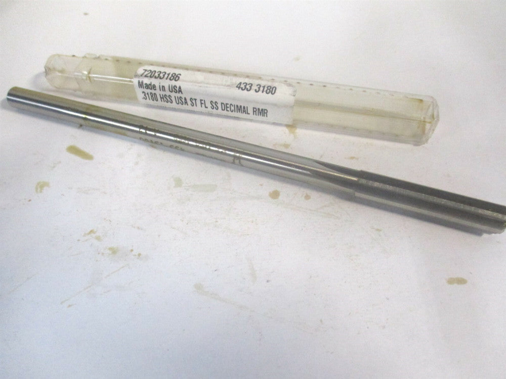 (433-0.3180) 0.318" x 1-1/2" x 3" OAL 6-Flute Straight Shank HSS Chucking Reamer
