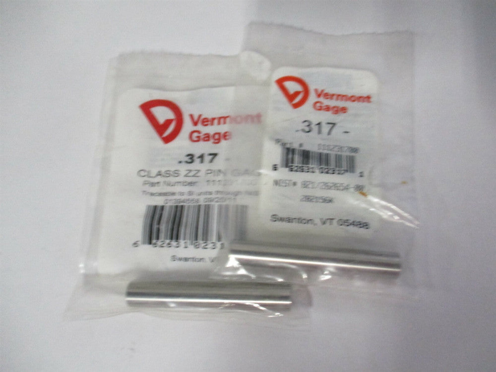Vermont Gage (111231700) 0.317" Diam Class ZZ Minus Plug & Pin Gage - Lot of 2