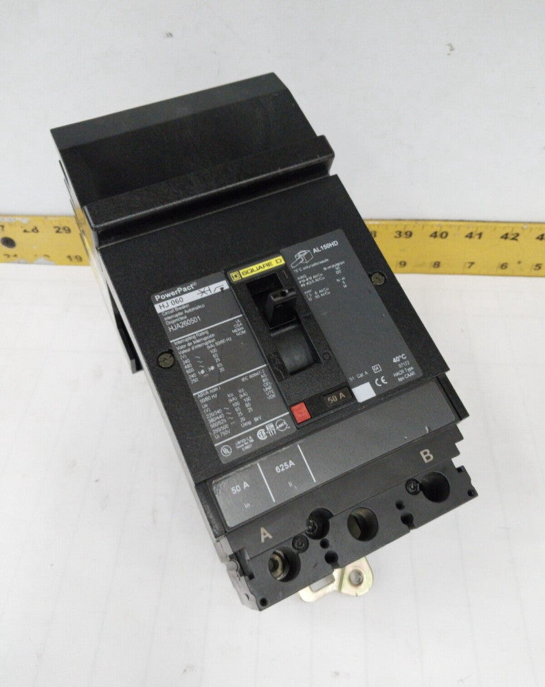SQUARE D POWERPACT 50 AMP I-LINE CIRCUIT BREAKER 600 VAC 2 POLE HJA260501