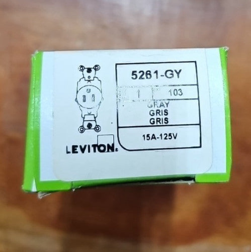 LOT OF 8 Leviton 5261-GY Heavy Duty Single Receptacle 15 Amp 125 Volt