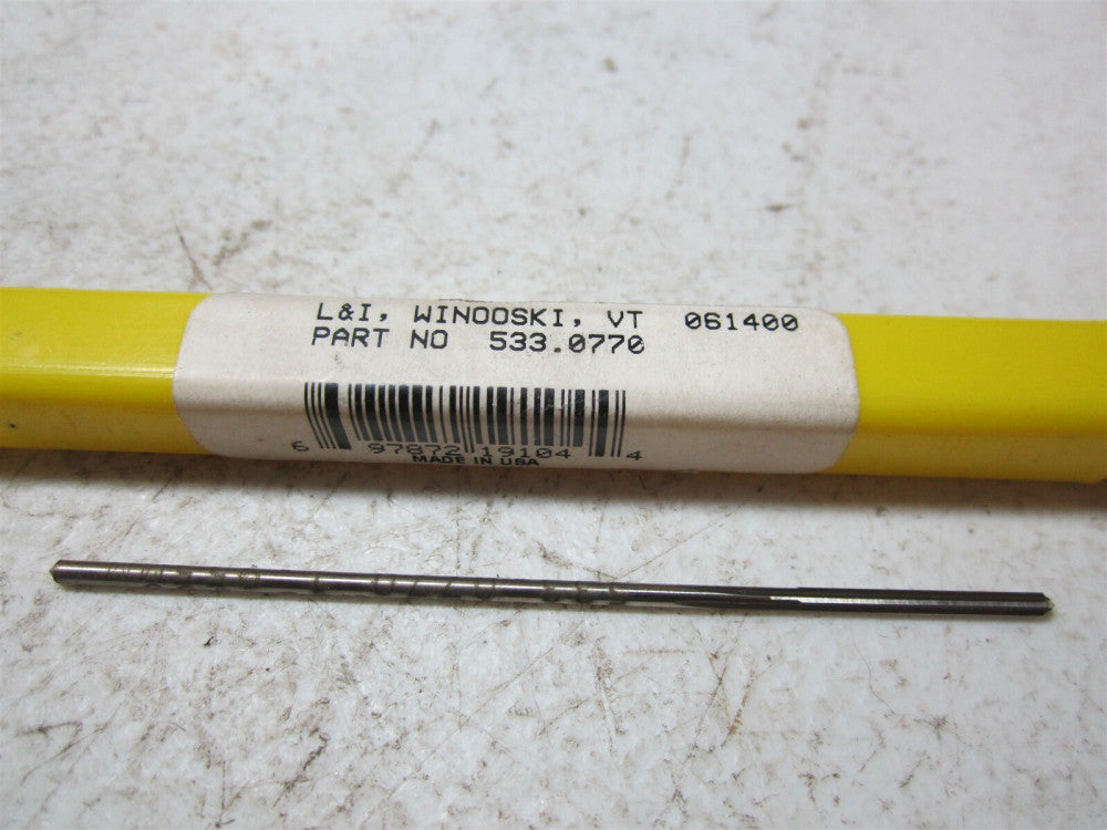 L & I 533 0.077 Diameter 061400 4 Flute Straight Flute High Speed Steel Reamer