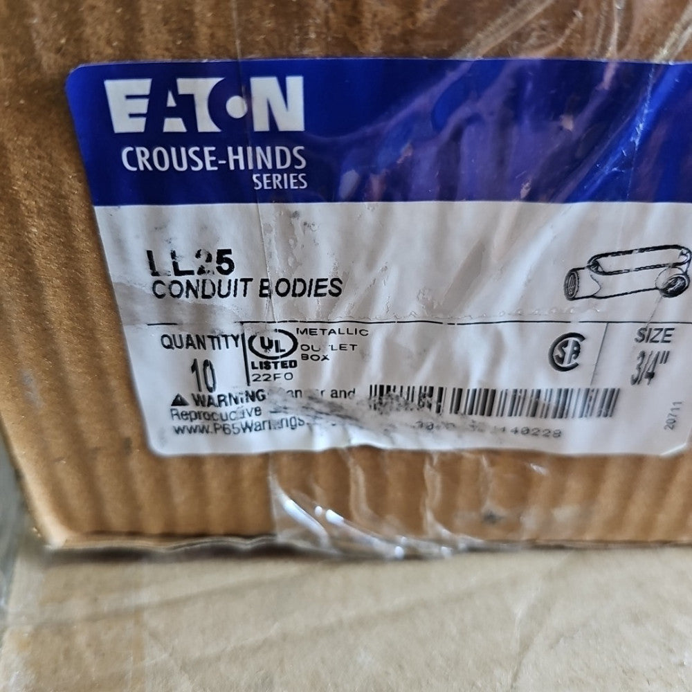 NEW BOX OF 10 EATON CROUSE-HINDS LL25 3/4" LL CONDUIT ALUMINUM BODY