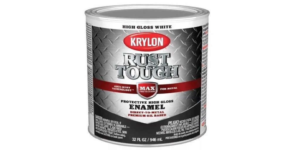 (2 PACK) Krylon Rust Tough Oil-Based Gloss Rust Control Enamel, White, 1 Qt.