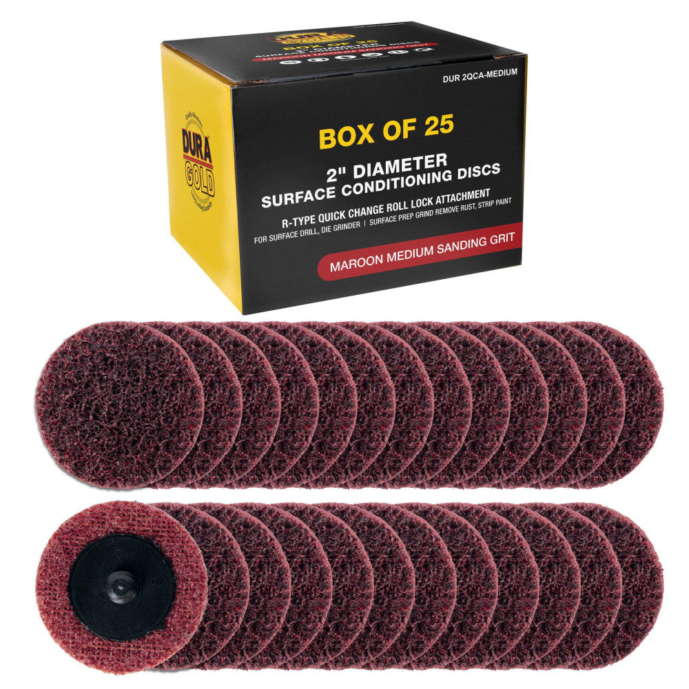 Dura-Gold 2" Surface Conditioning Discs Maroon Medium Sanding Grit (Box of 25)