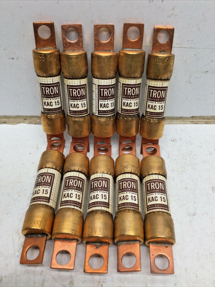 BUSSMANN TRON KAC-15 RECTIFIER FUSE 15 AMP 600V (LOT of 10)