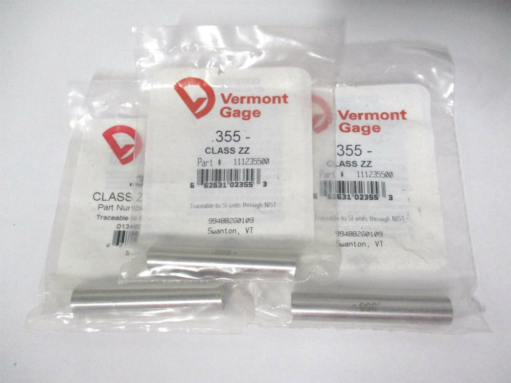 Vermont Gage (111235500) 0.355" Diam Class ZZ Minus Plug & Pin Gage - Lot of 3