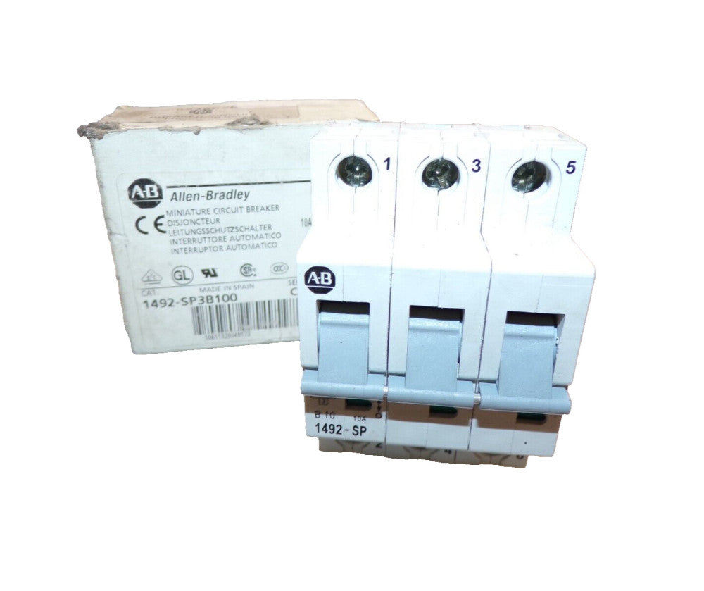 NEW ALLEN BRADLEY 10 AMP 3P DINRAIL CIRCUIT BREAKER 480Y/277 VAC 1492-SP3B1000