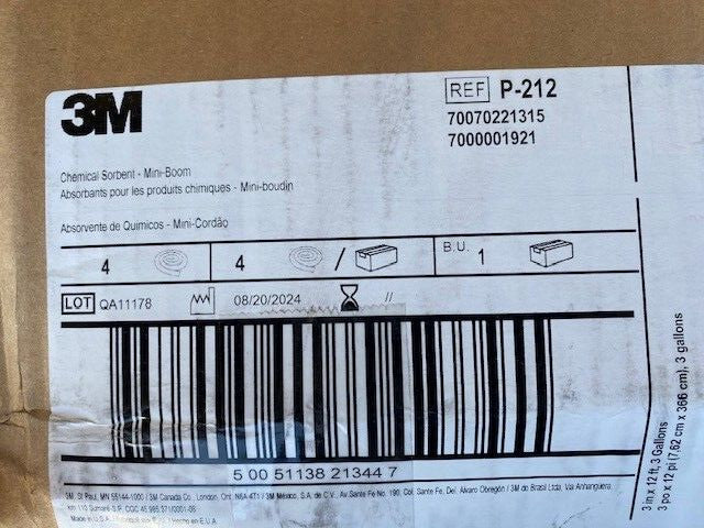 (4 PACK) 3M P-212 Chemical Sorbent Mini-Boom P-212