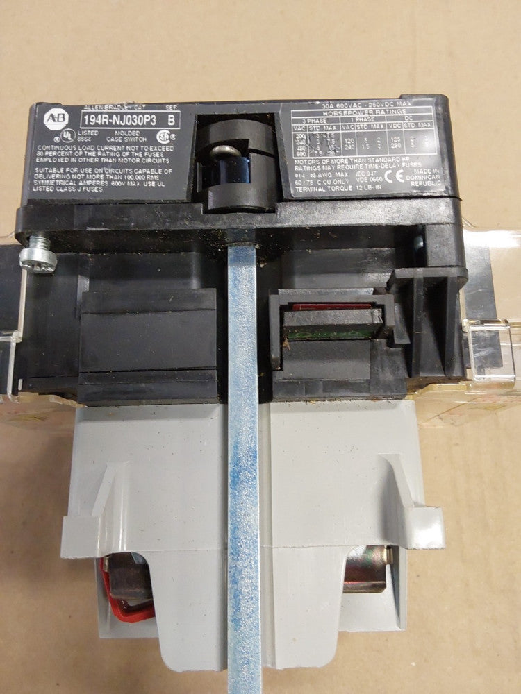 Allen Bradley 194R-NJ030P3 3 Pole 30 A Fusible Disconnect Switch