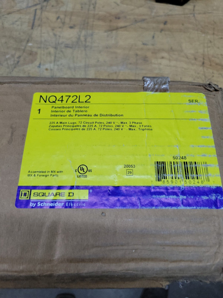 NEW Square D NQ472L2C 225 Amp 3-Phase 4-Wire 72-Circuit Panelboard Interior