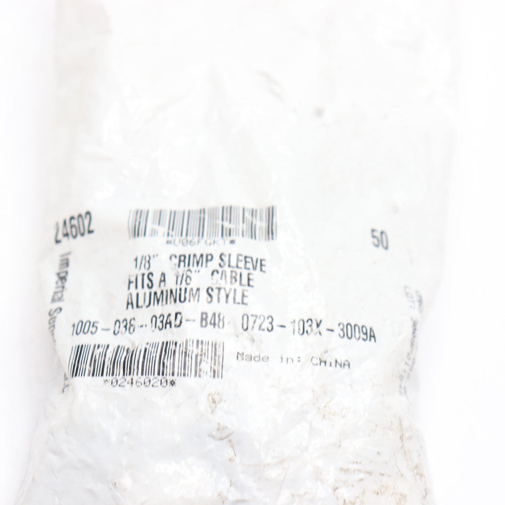 (50-Pk) Crimp Sleeve Aluminum 1/8" 24602