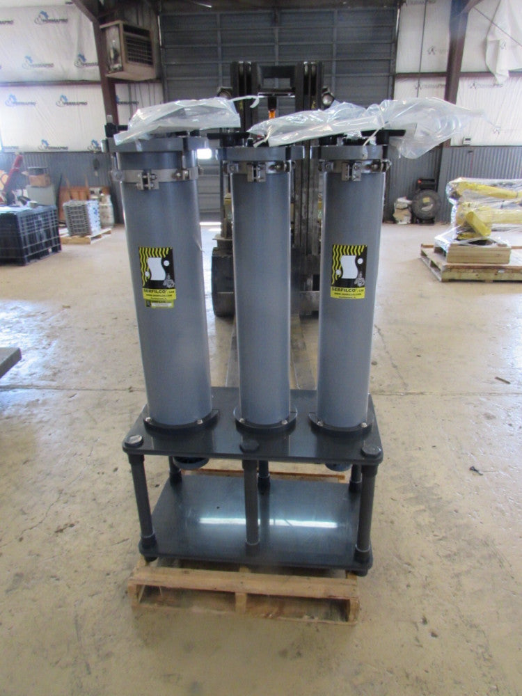 SERFILCO , 8" x 6" x 6" CPVC 3-FILTER TANKS & STAND, NEW! MAKE OFFER!