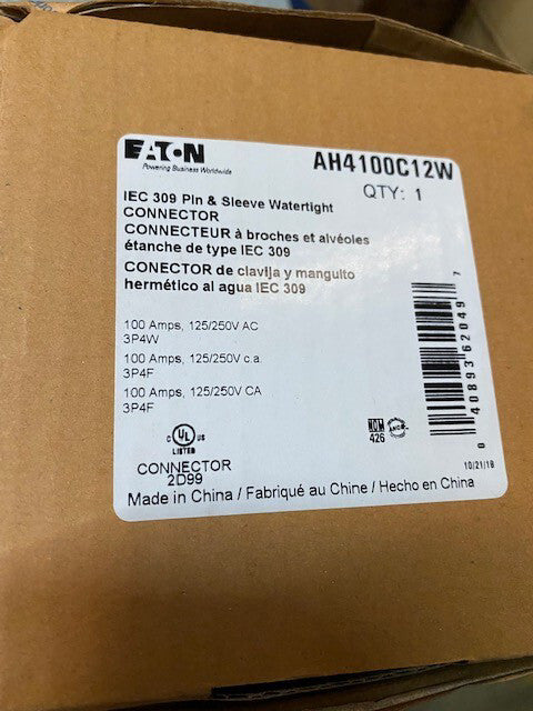 Eaton AH4100C12W - Pin & Sleeve Watertight Connector 100A 125-250V 3P4W