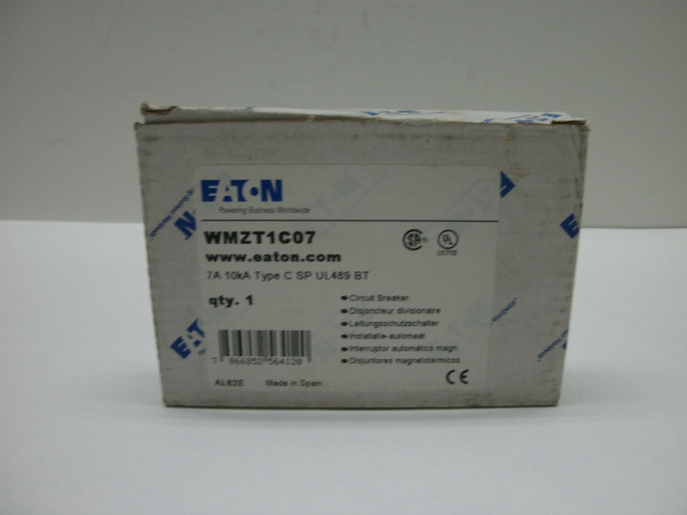 EATON WMZT1C07 CIRCUIT BREAKER 7 AMP 10kA 1-POLE TYPE C SP UL489 BT NEW IN BOX