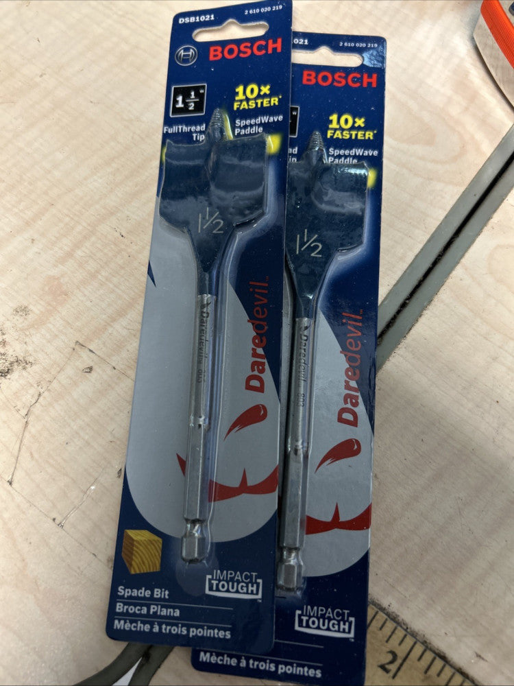 (3) New BOSCH DSB1021 Daredevil Spade Wood Bit 1-1/2" X 6" Long - Free Shipping