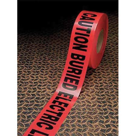 Zoro Select 302-R-3X1000ftx4mil Barricade Tape, Caution Buried Electric Line