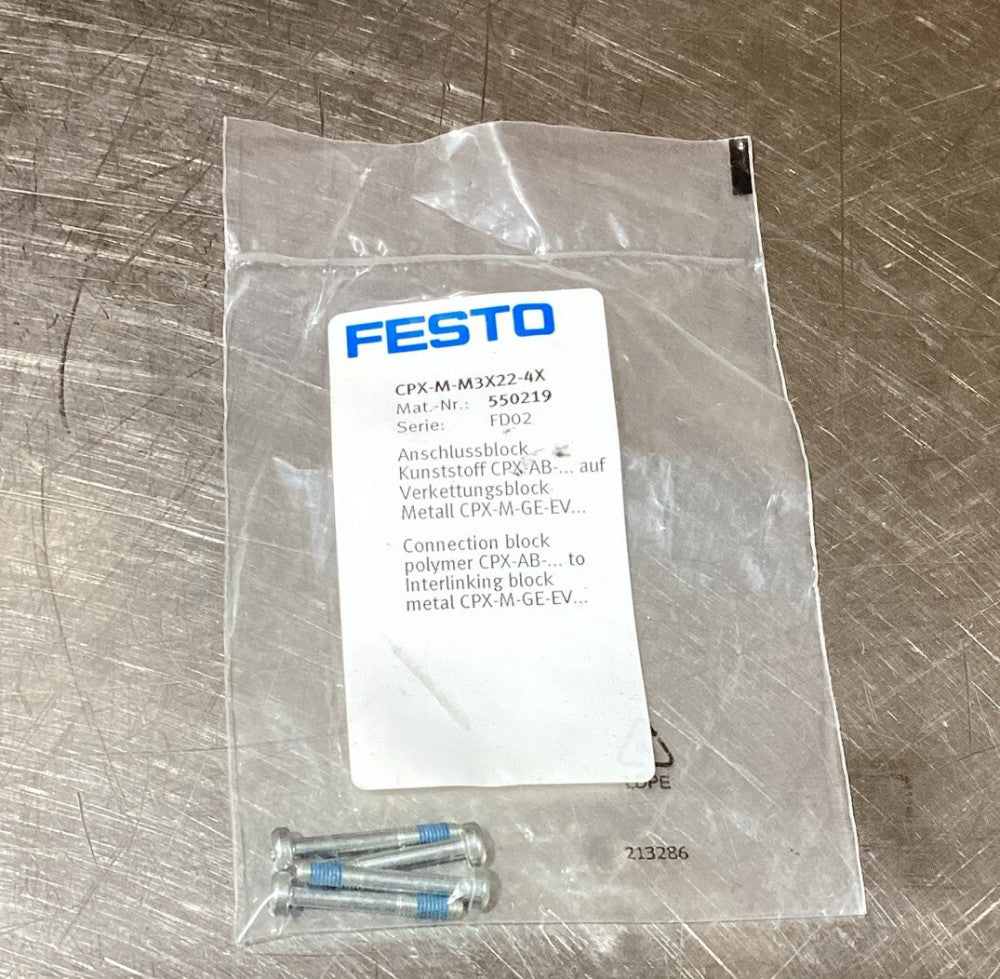 Festo Screw 4 Pack CPX-M-M3X22-4X 550219 Serie FD02 550219