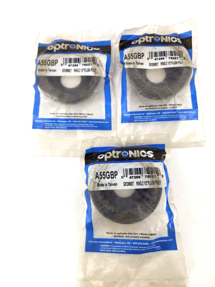 3pcs Optronics Open Back Flush Mount Grommet for 2.5" Lights Black A55GBP