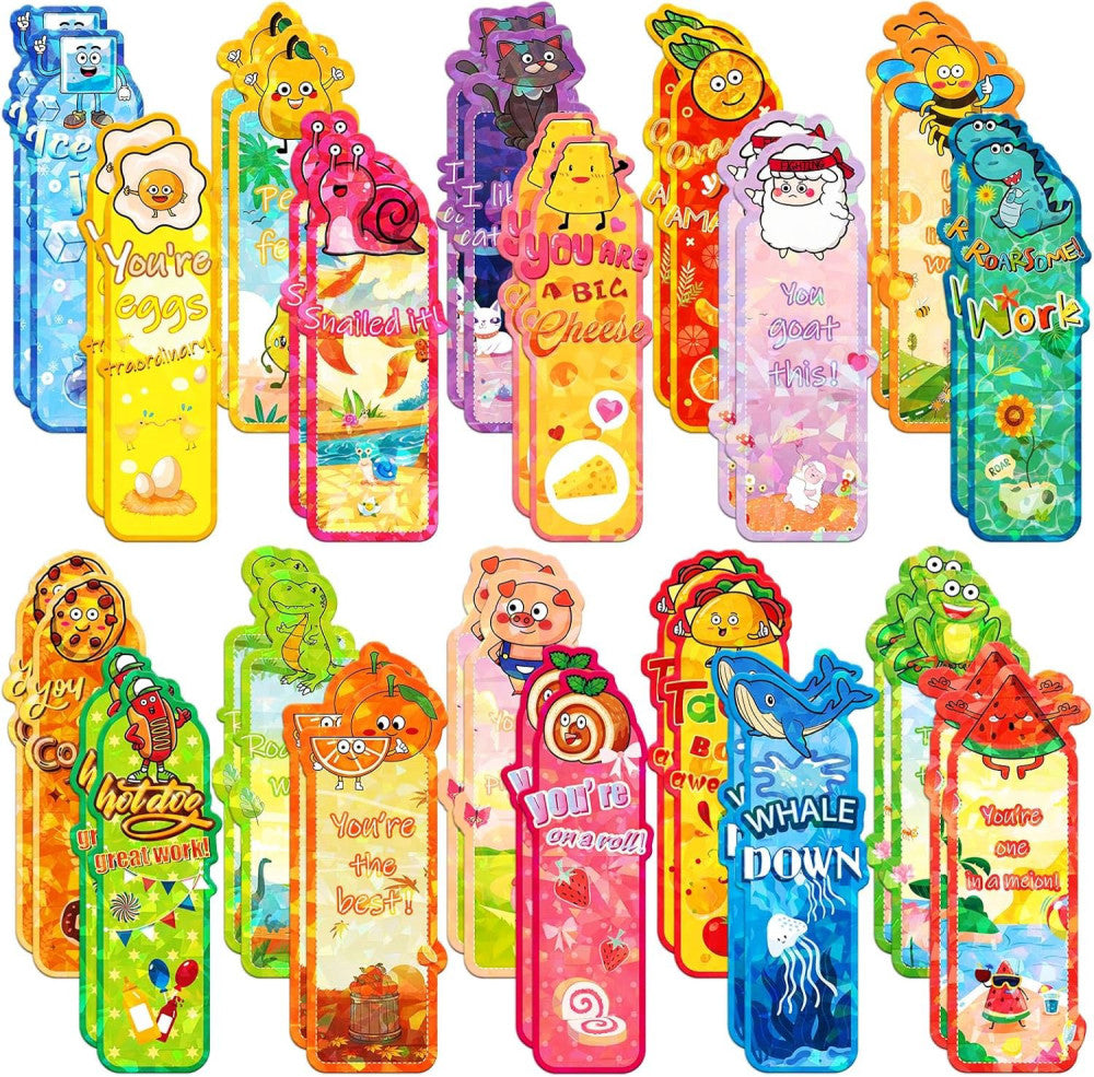 40PCS Bookmarks for Kids, Colorful Cute Bookmarks Bulk, Fruit Food Theme Bookmar