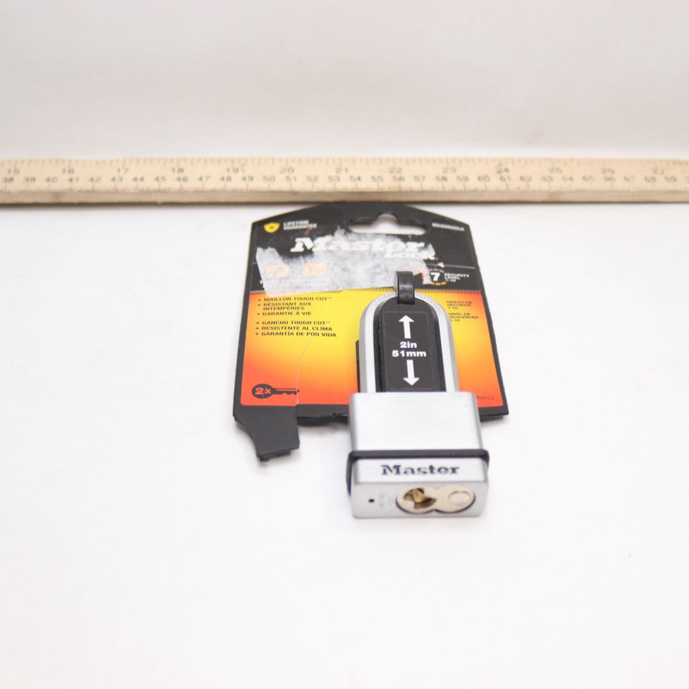 (1-Pk) Master Lock Magnum Keyed Padlock Solid Steel 1-3/4"- Incomplete