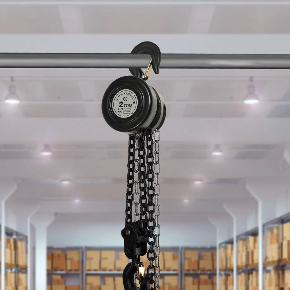 2 Ton Capacity 10 Ft Manual Hand Chain Block Hoist w/ 2 Hooks Lift Tool Puller