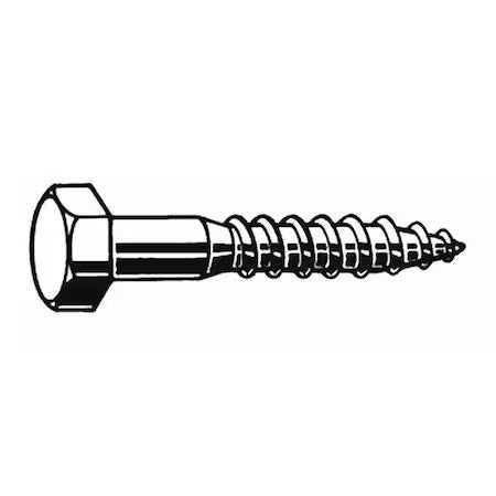 Zoro Select U08450.037.0450 Lag Screw, 3/8 In, 4-1/2 In, Steel, Hot Dipped