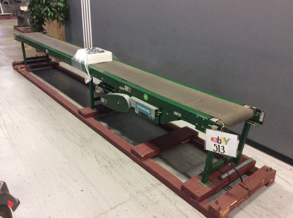 SIEMENS STEEL FRAME CANVAS BELT CONVEYOR 256"L x 18"W, 1/2HP, 1PH 60Hz 115V/230